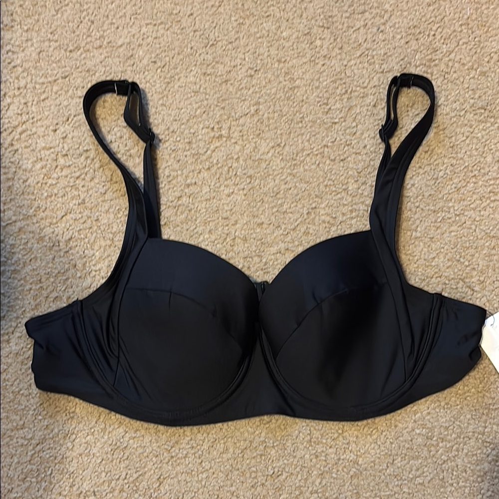NWT DKNY Black Underwire Support Bikini Top Size XL